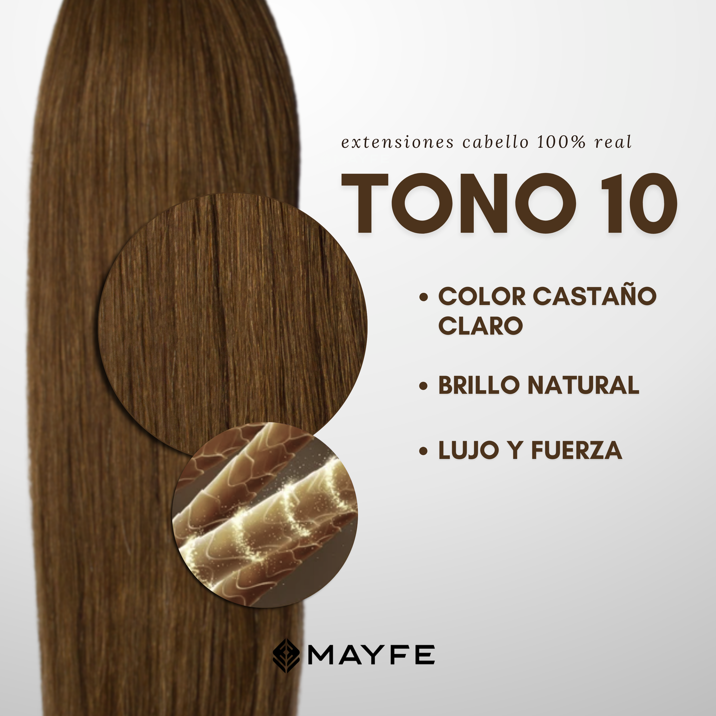 Extensión de cabello 100% natural tono #10