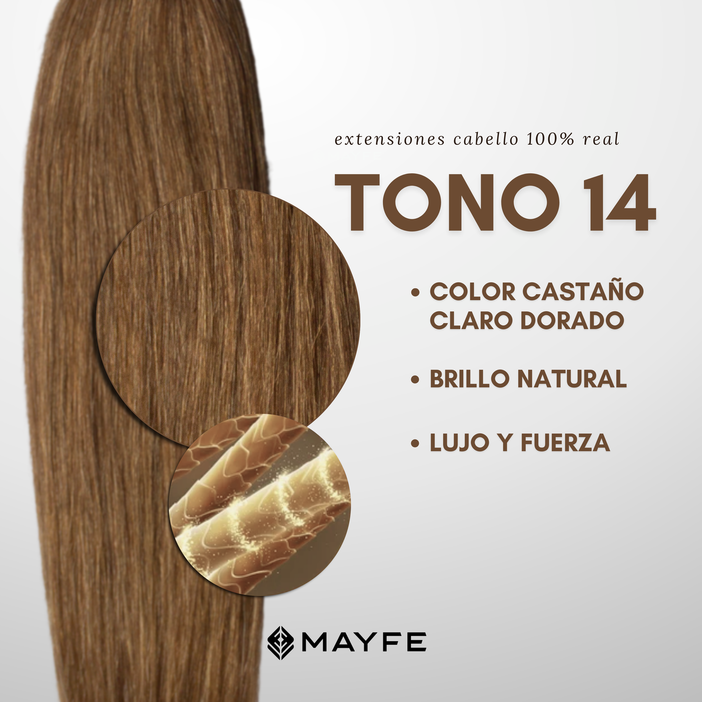 Extensión de cabello 100% natural tono #14