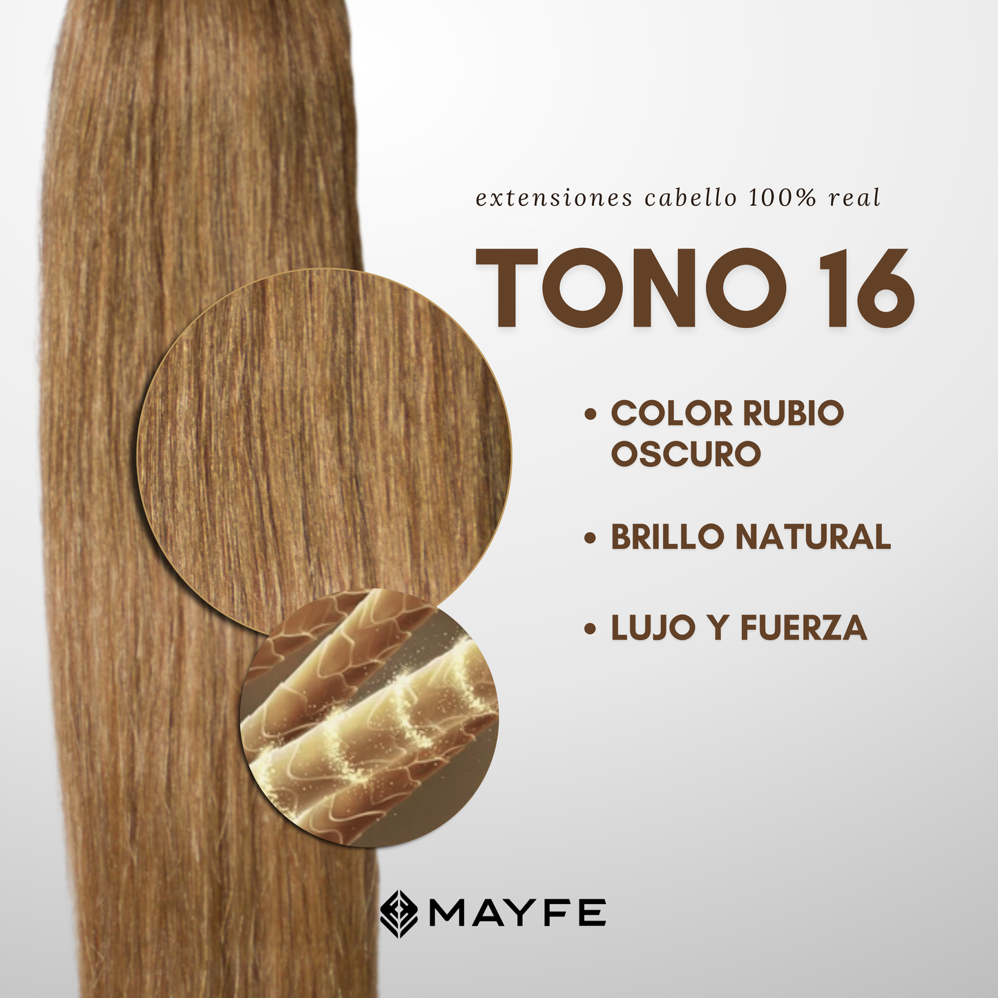 Extensión de cabello 100% natural tono #16