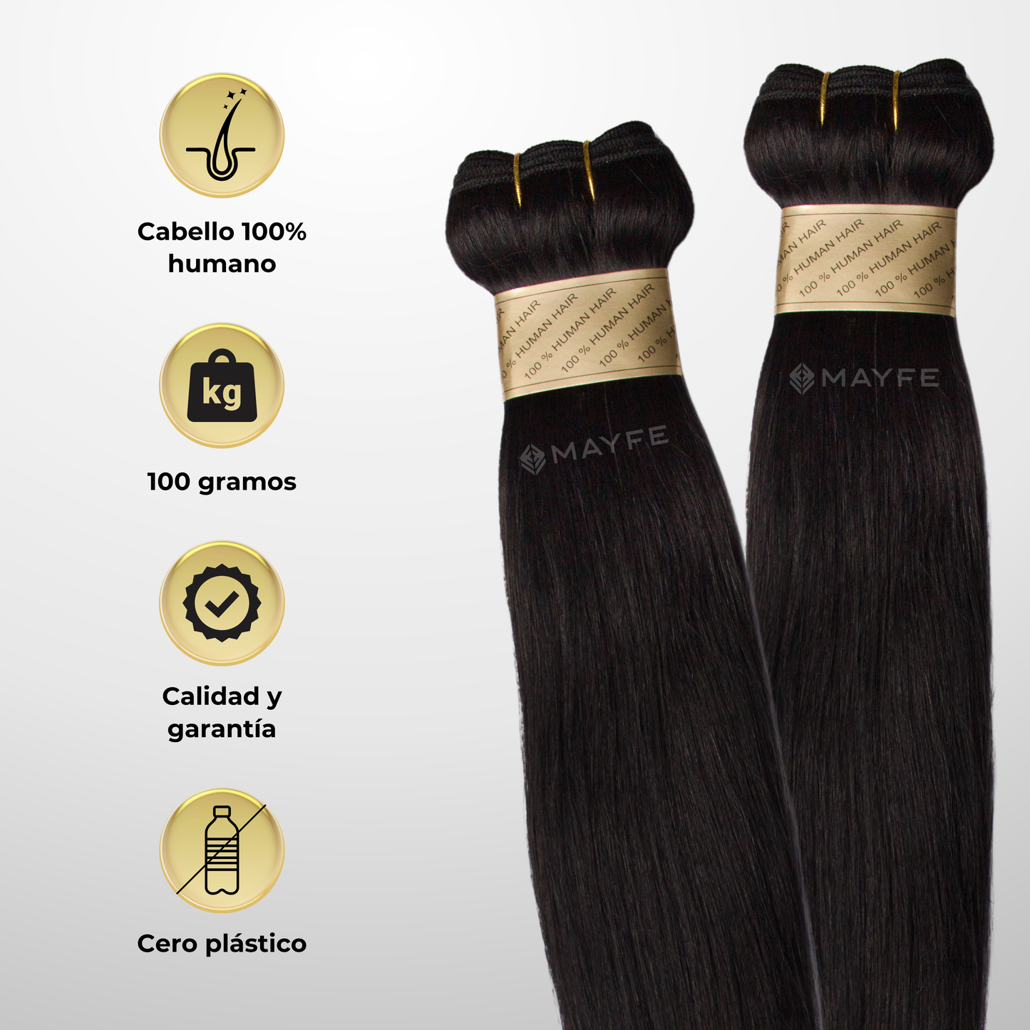 Extensión de cabello 100% natural tono #1B