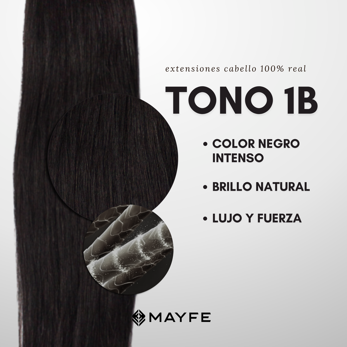 Extensión de cabello 100% natural tono #1B