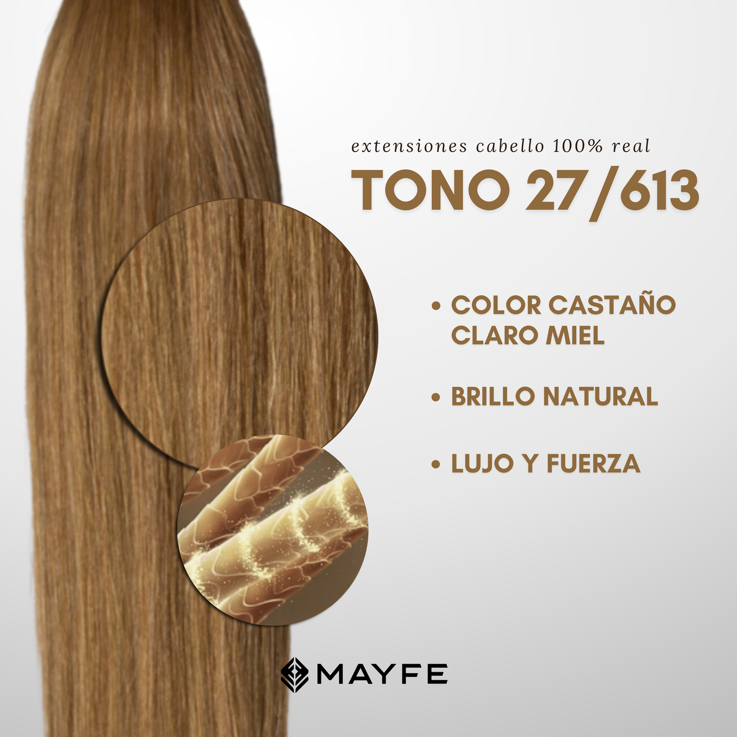 Extensión de cabello 100% natural tono #27/613