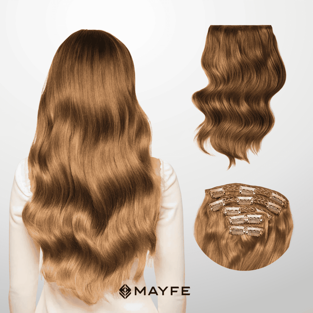 Extensiones Clip Cabello 100% Humano - Fácil Aplicación en Casa - Set 5 Cortinas 100g