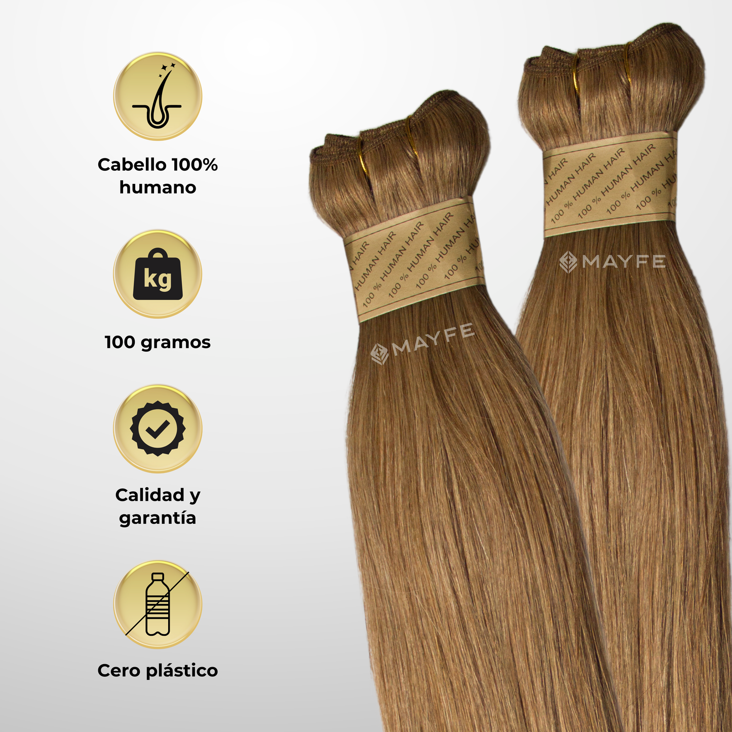 Extensión de cabello 100% natural tono #27