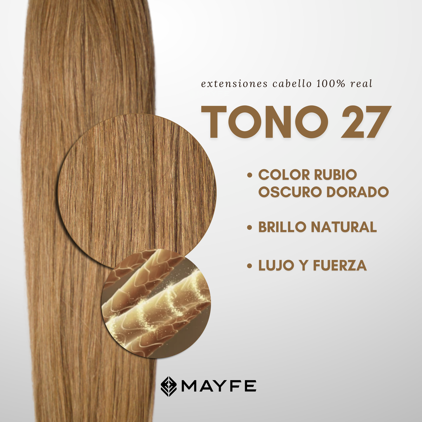 Extensión de cabello 100% natural tono #27