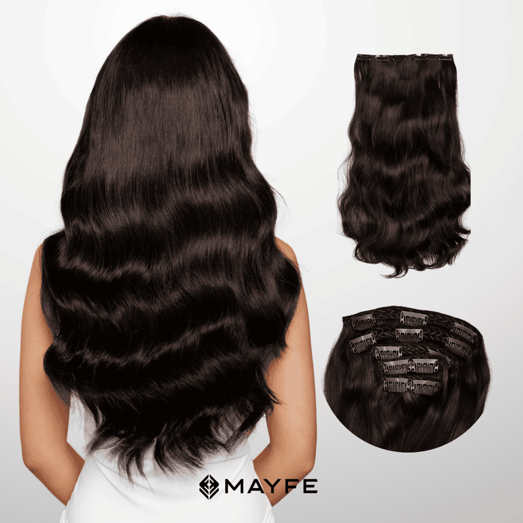 Extensiones Clip Cabello 100% Humano - Fácil Aplicación en Casa - Set 5 Cortinas 100g