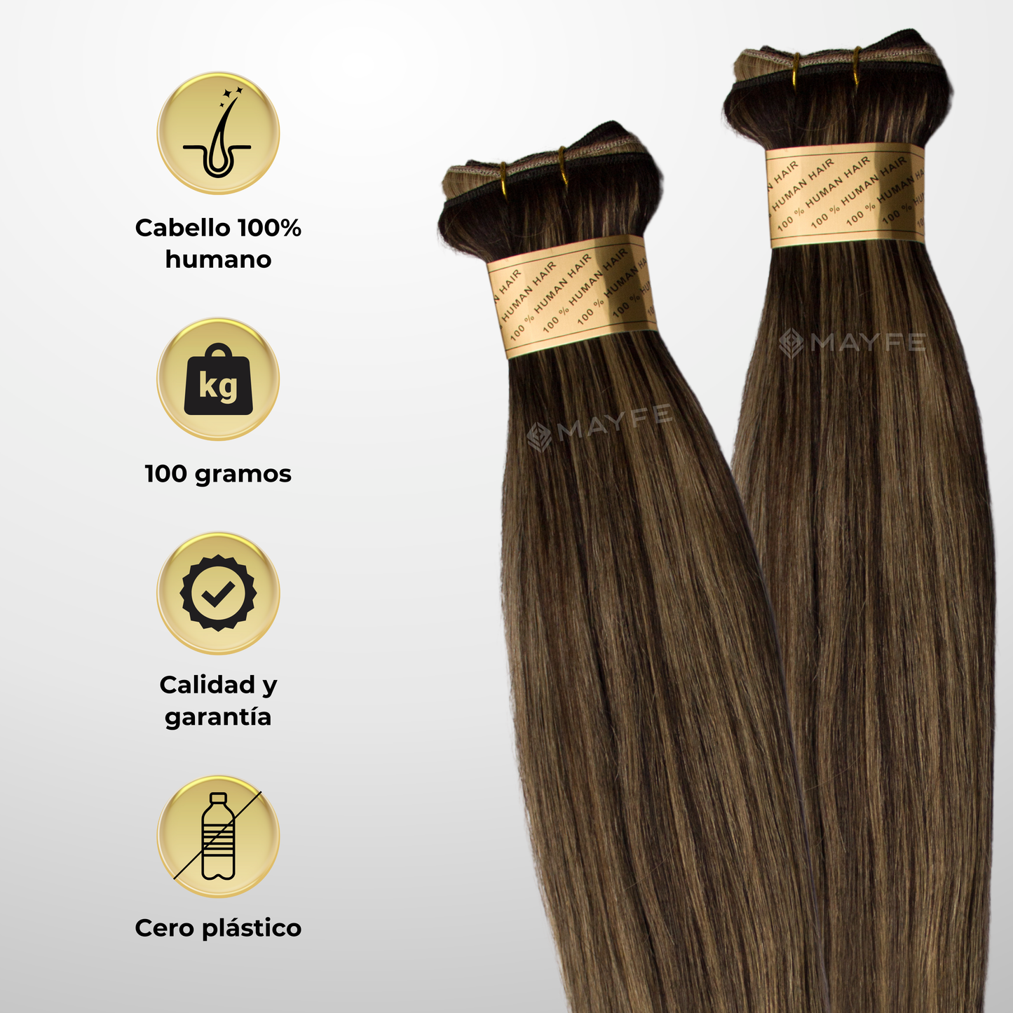 Extensión de cabello 100% natural tono #2/613