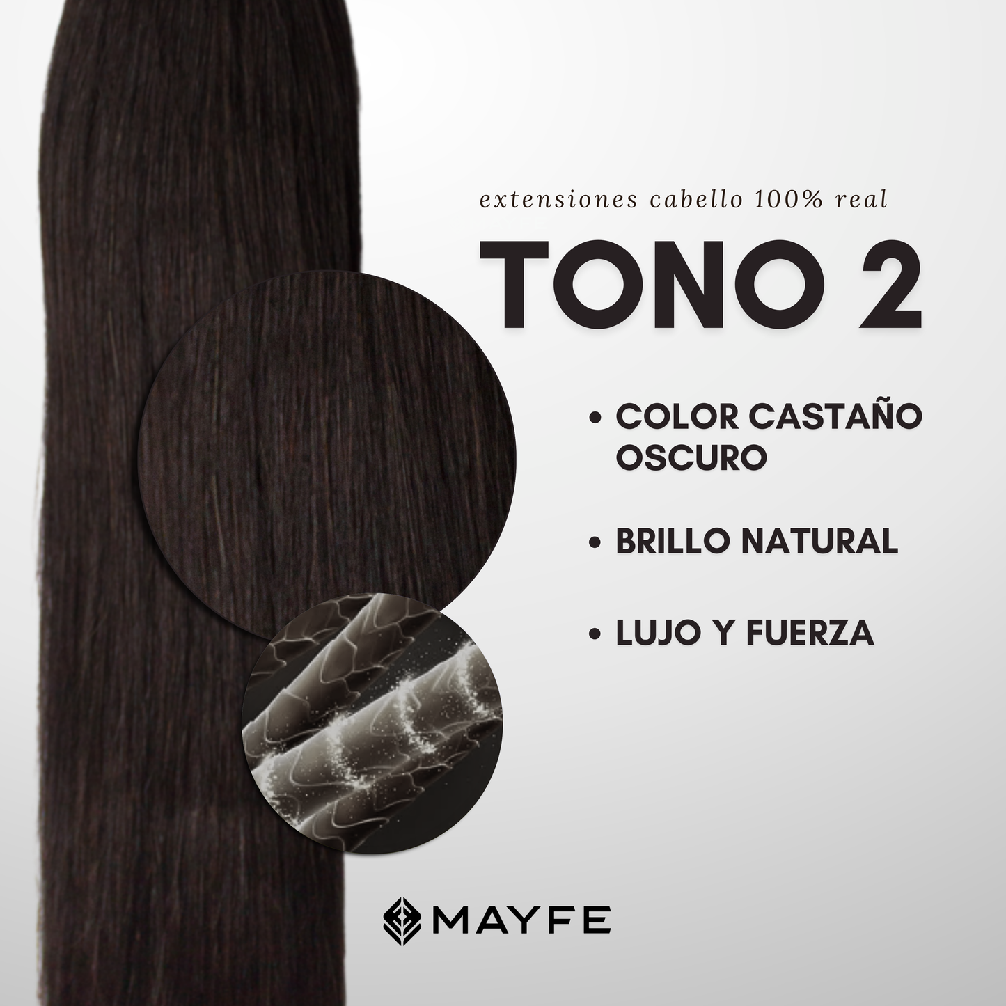 Extensión de cabello 100% natural tono #02