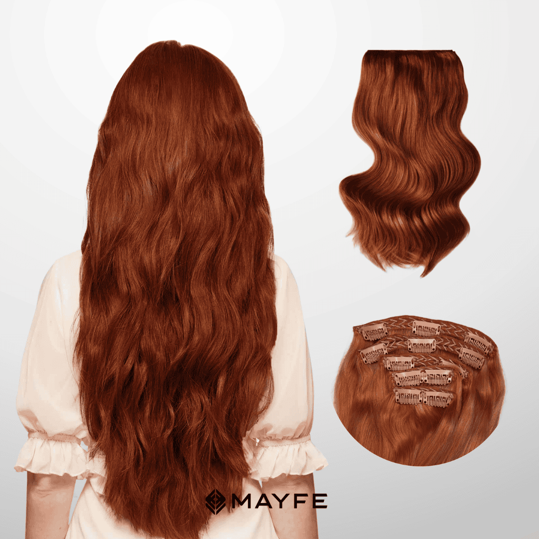 Extensiones Clip Cabello 100% Humano - Fácil Aplicación en Casa - Set 5 Cortinas 100g
