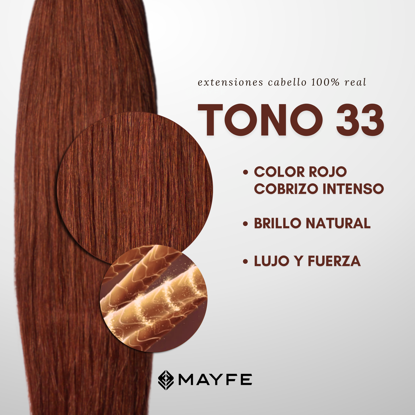 Extensión de cabello 100% natural tono #33