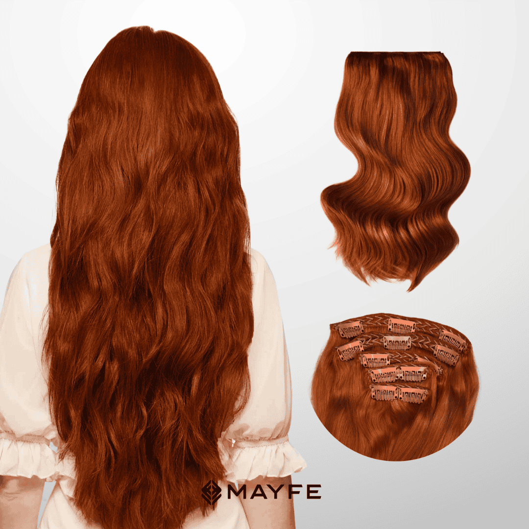 Extensiones Clip Cabello 100% Humano - Fácil Aplicación en Casa - Set 5 Cortinas 100g