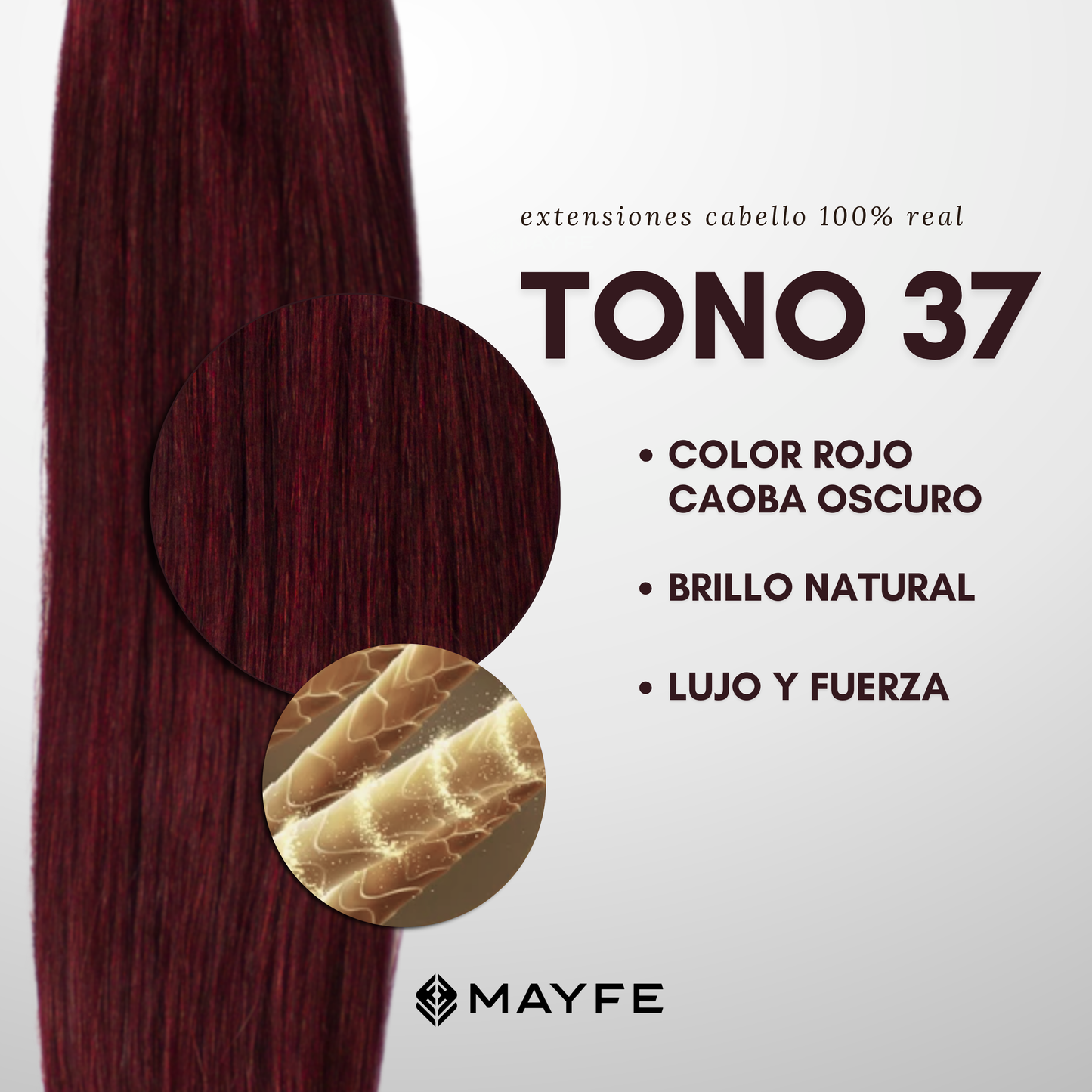 Extensión de cabello 100% natural tono #37