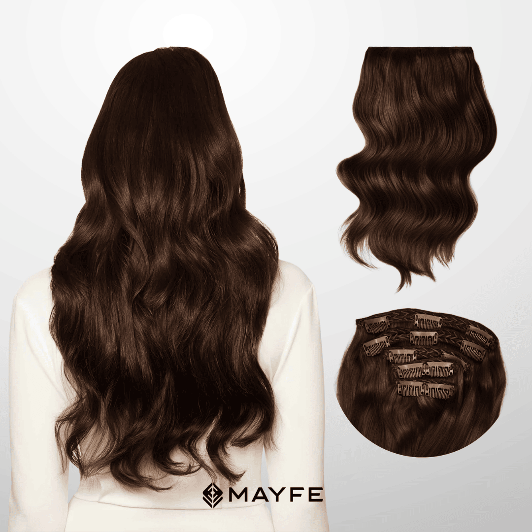 Extensiones Clip Cabello 100% Humano - Fácil Aplicación en Casa - Set 5 Cortinas 100g