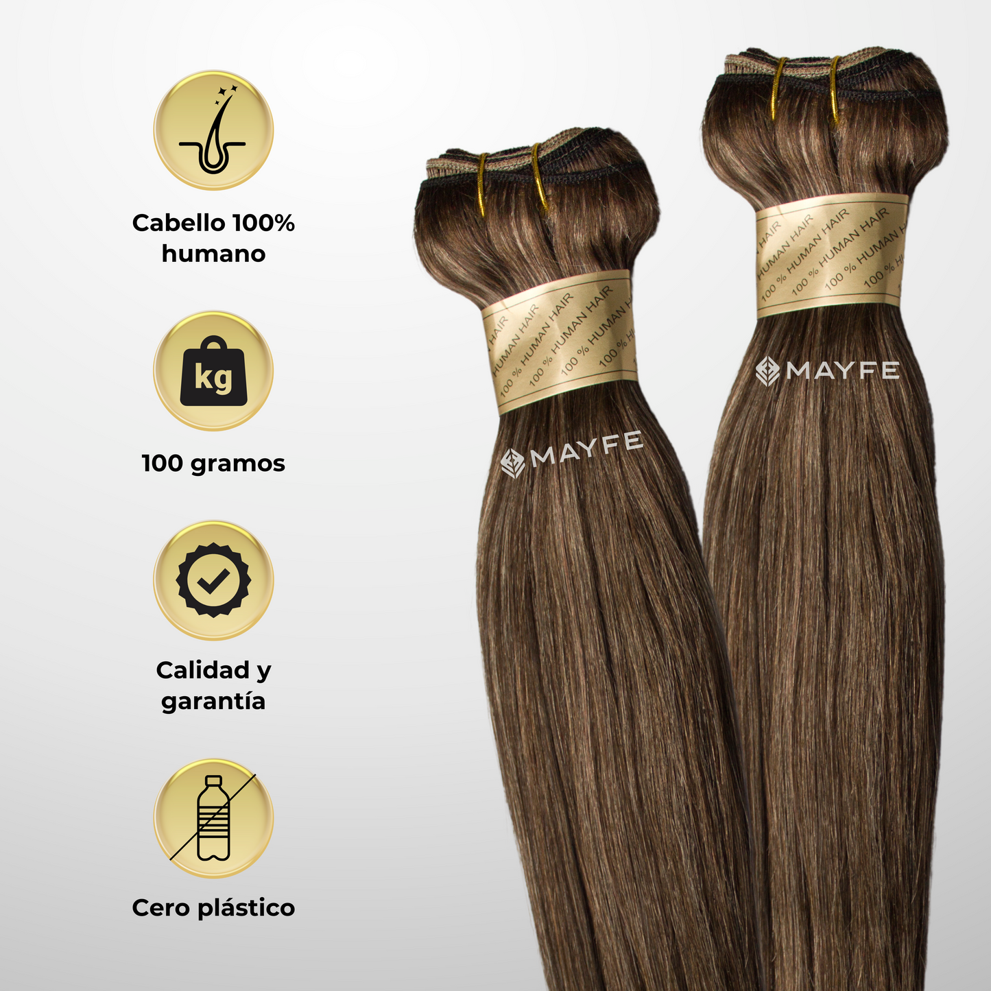 Extensión de cabello 100% natural tono #4/613
