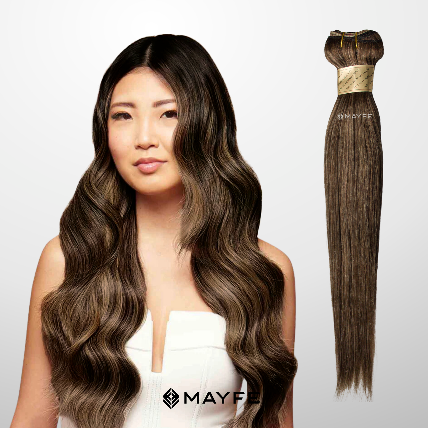 Extensión de cabello 100% natural tono #4/613