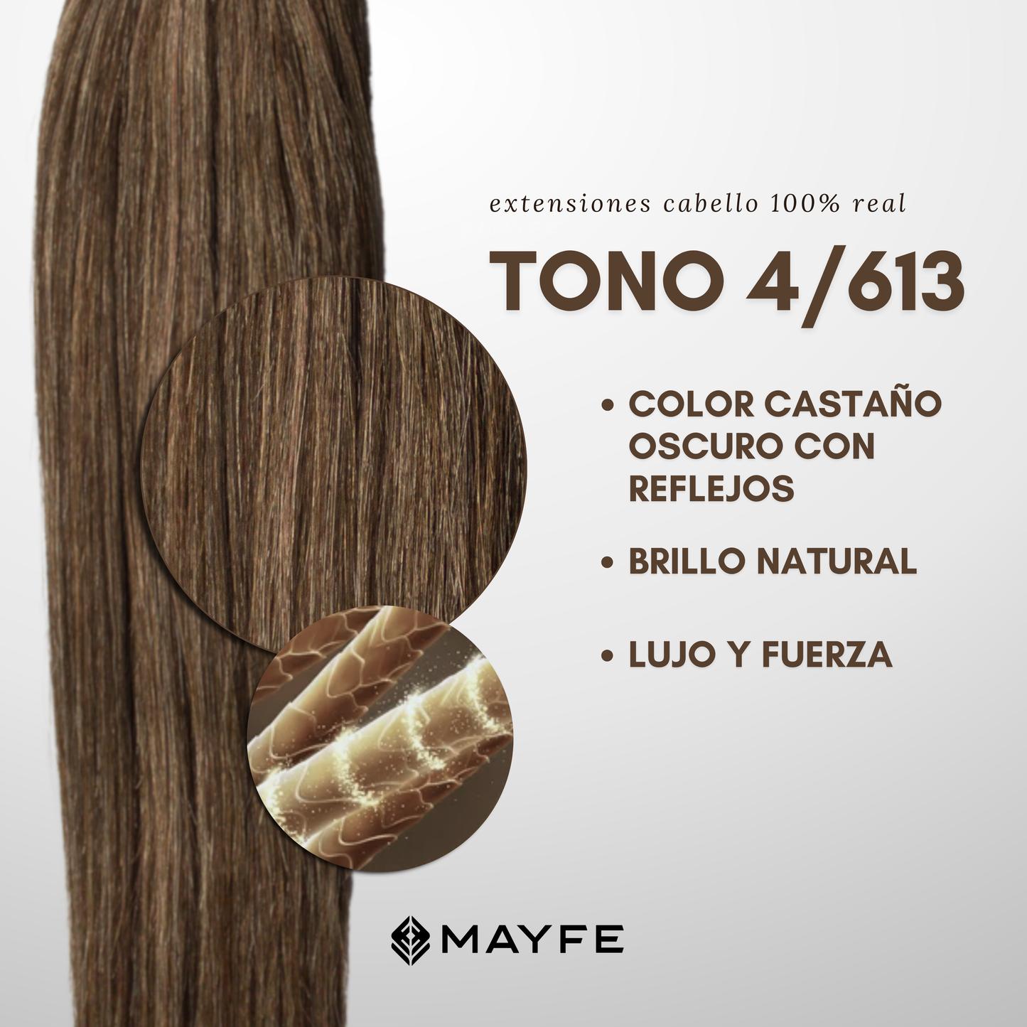 Extensión de cabello 100% natural tono #4/613