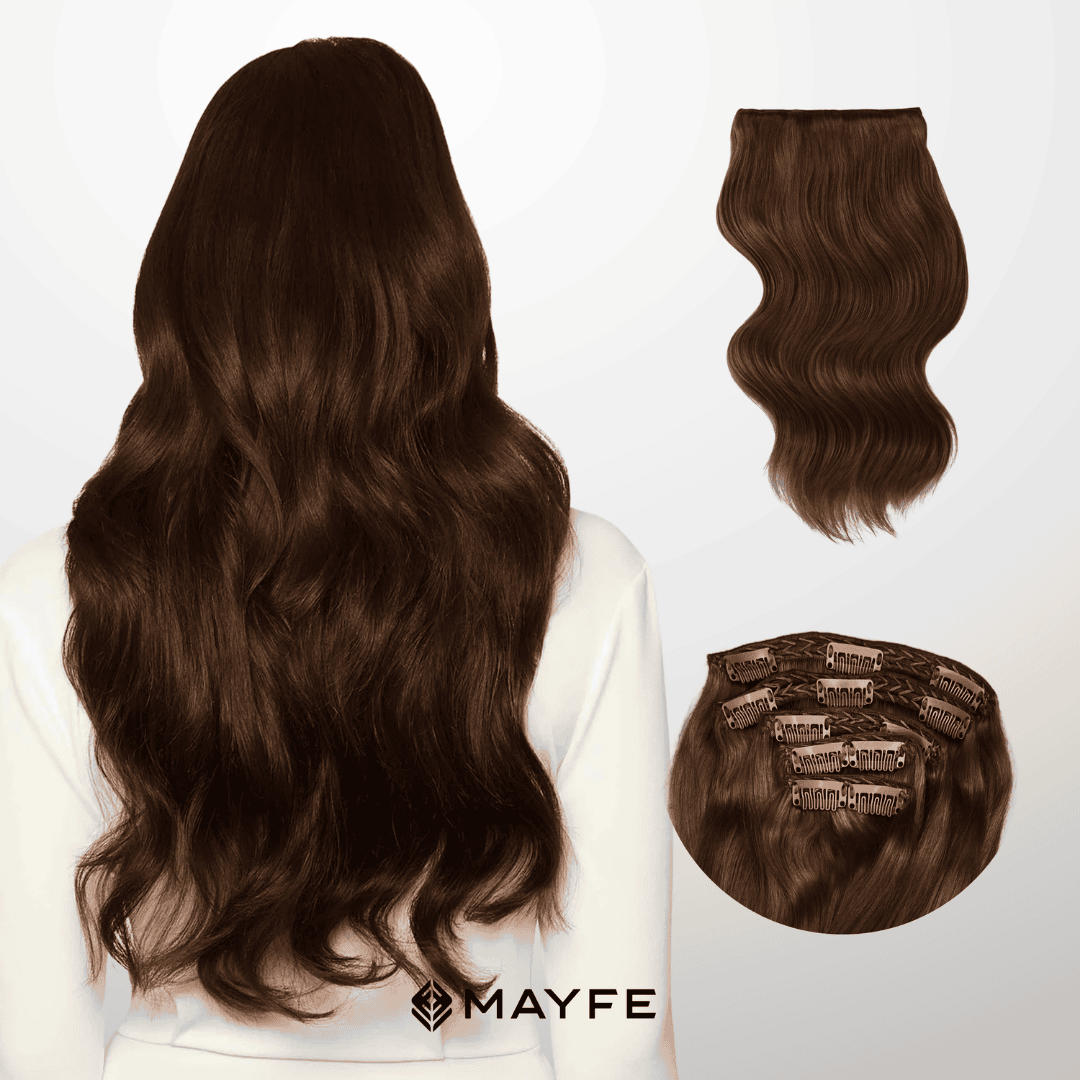 Extensiones Clip Cabello 100% Humano - Fácil Aplicación en Casa - Set 5 Cortinas 100g