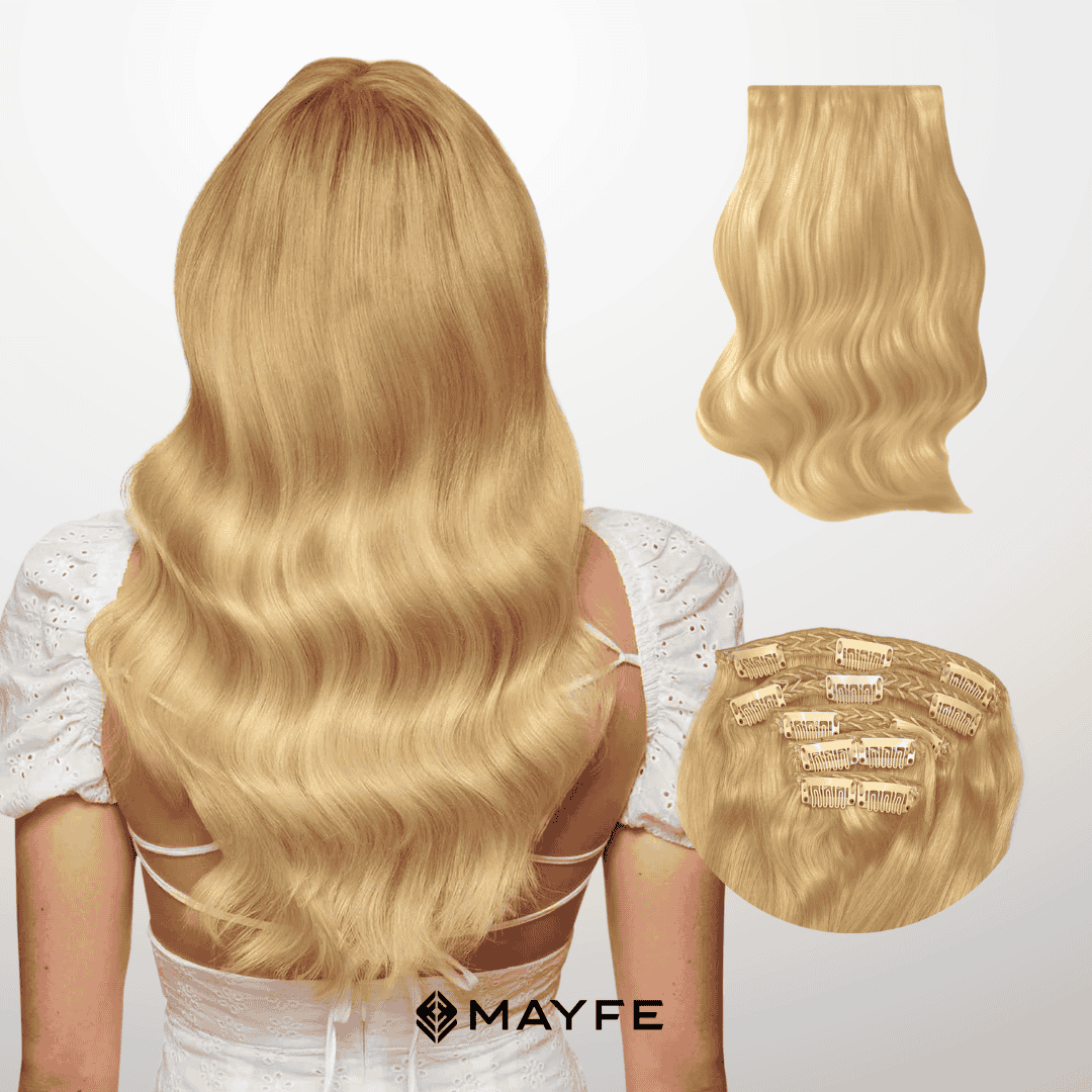 Extensiones Clip Cabello 100% Humano - Fácil Aplicación en Casa - Set 5 Cortinas 100g