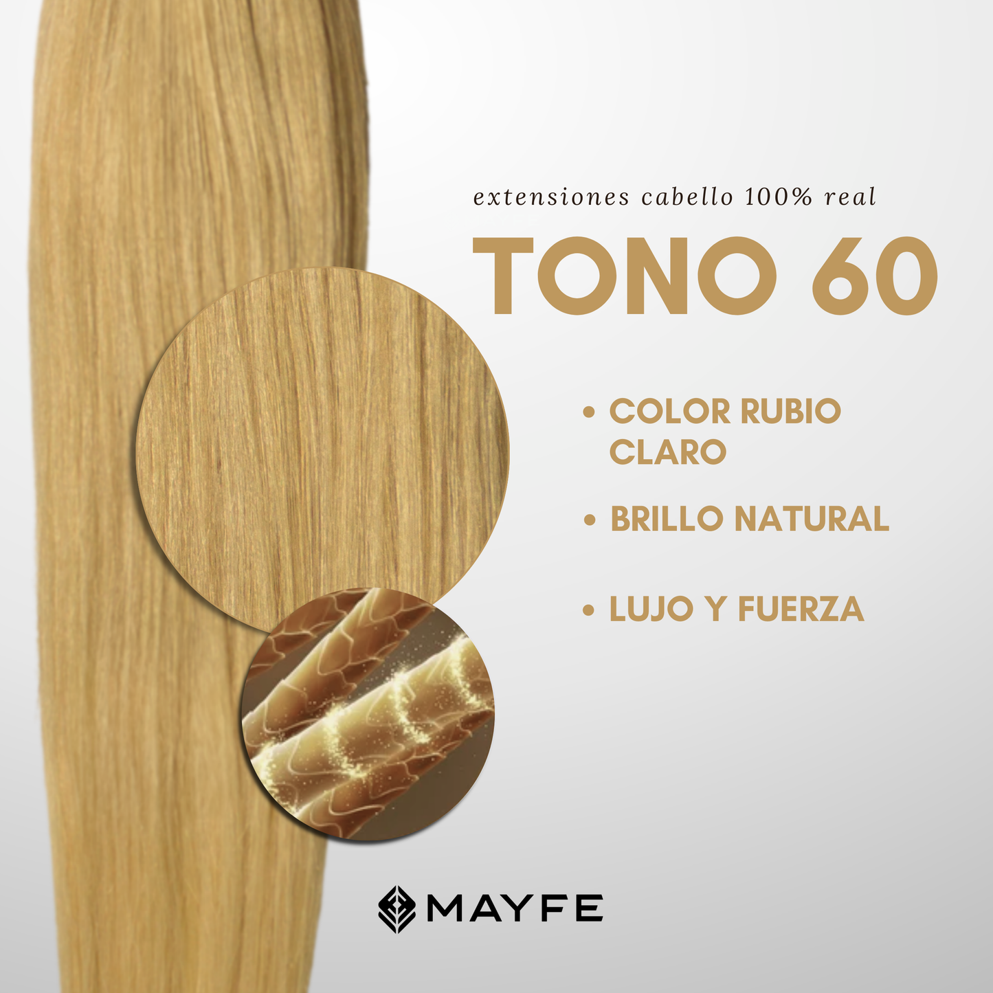 Extensión de cabello 100% natural tono #60