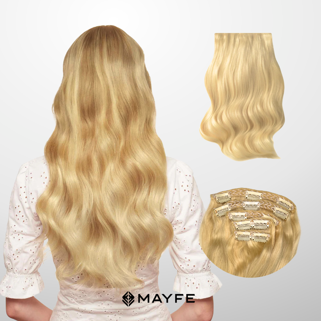 Extensiones Clip Cabello 100% Humano - Fácil Aplicación en Casa - Set 5 Cortinas 100g