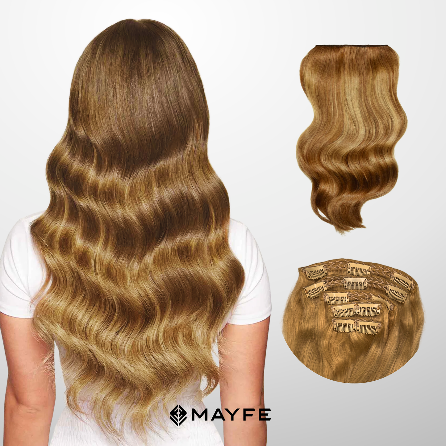 Extensiones Clip Cabello 100% Humano - Fácil Aplicación en Casa - Set 5 Cortinas 100g