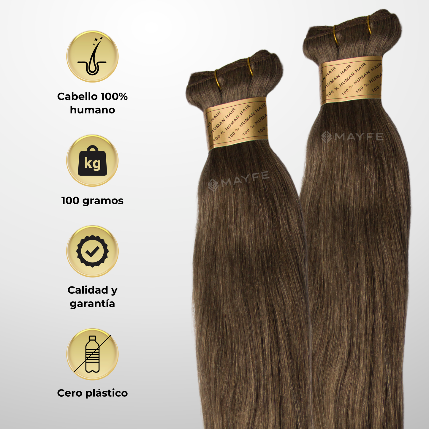 Extensión de cabello 100% natural tono #08