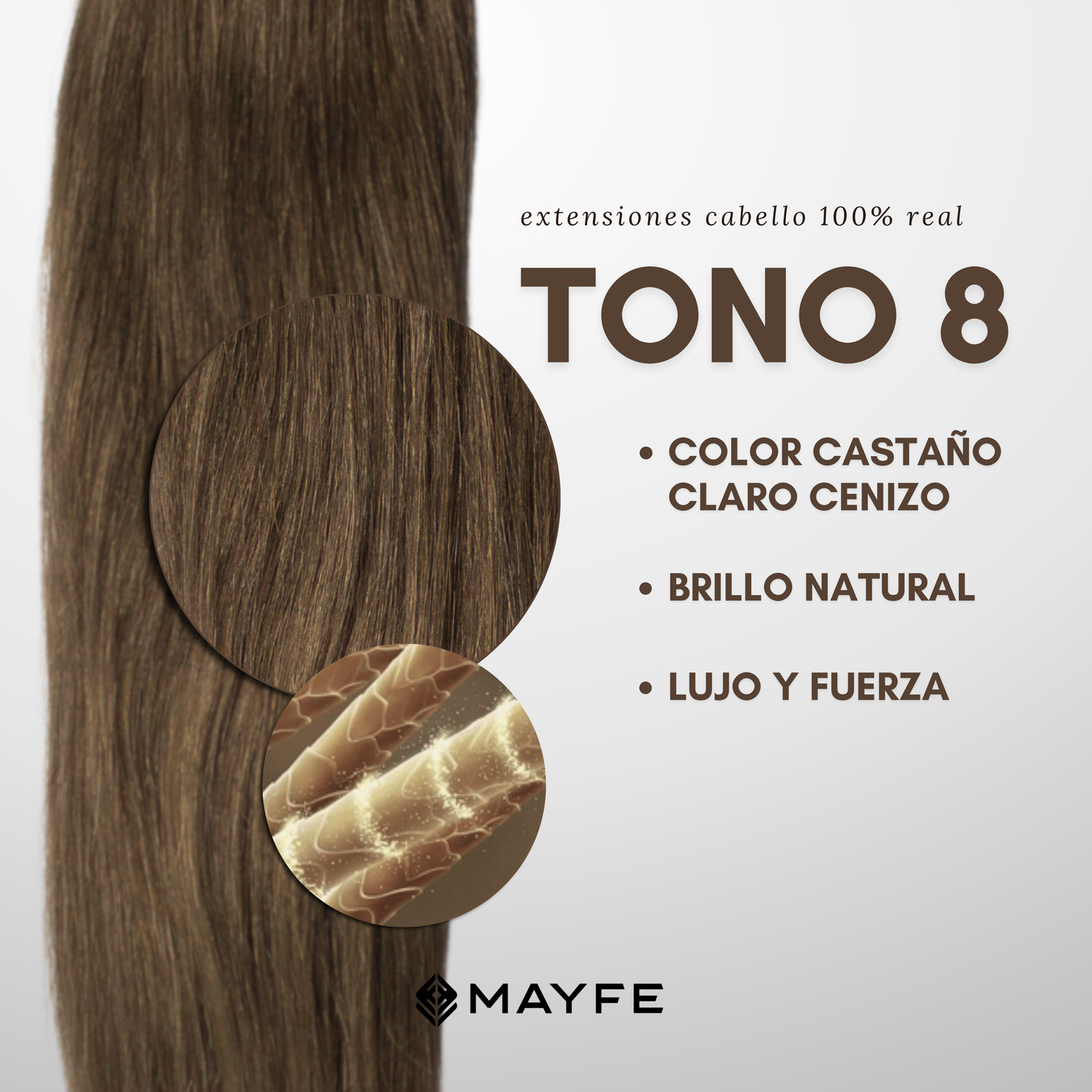 Extensión de cabello 100% natural tono #08