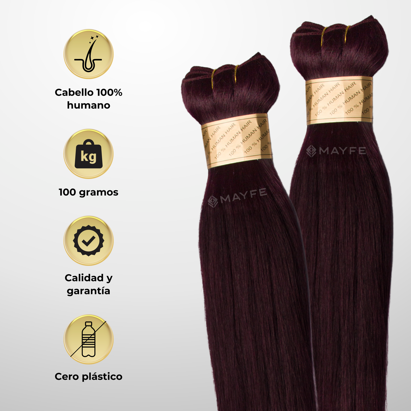 Extensión de cabello 100% natural tono #99J