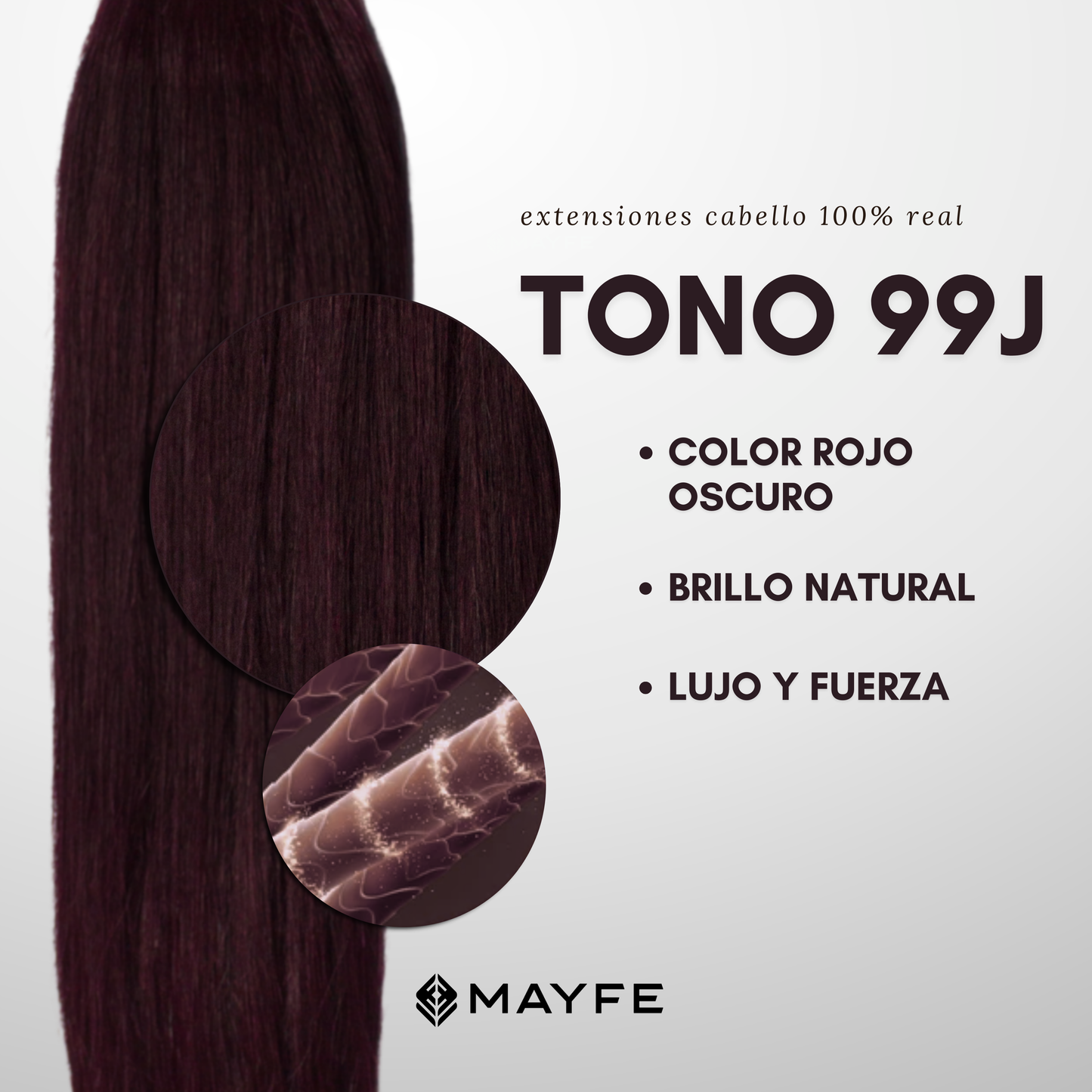 Extensión de cabello 100% natural tono #99J