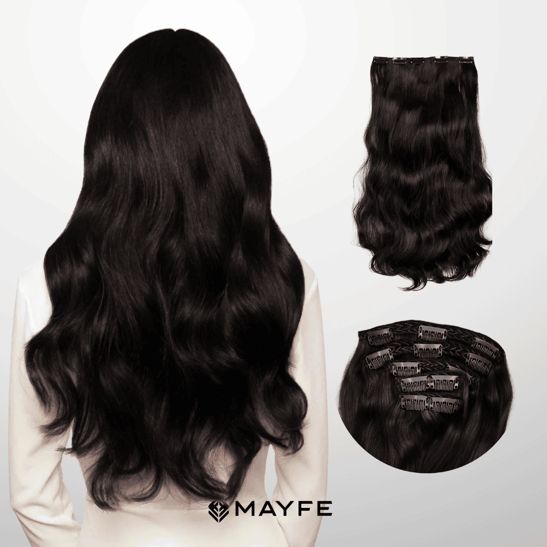 Extensiones Clip Cabello 100% Humano - Fácil Aplicación en Casa - Set 5 Cortinas 100g