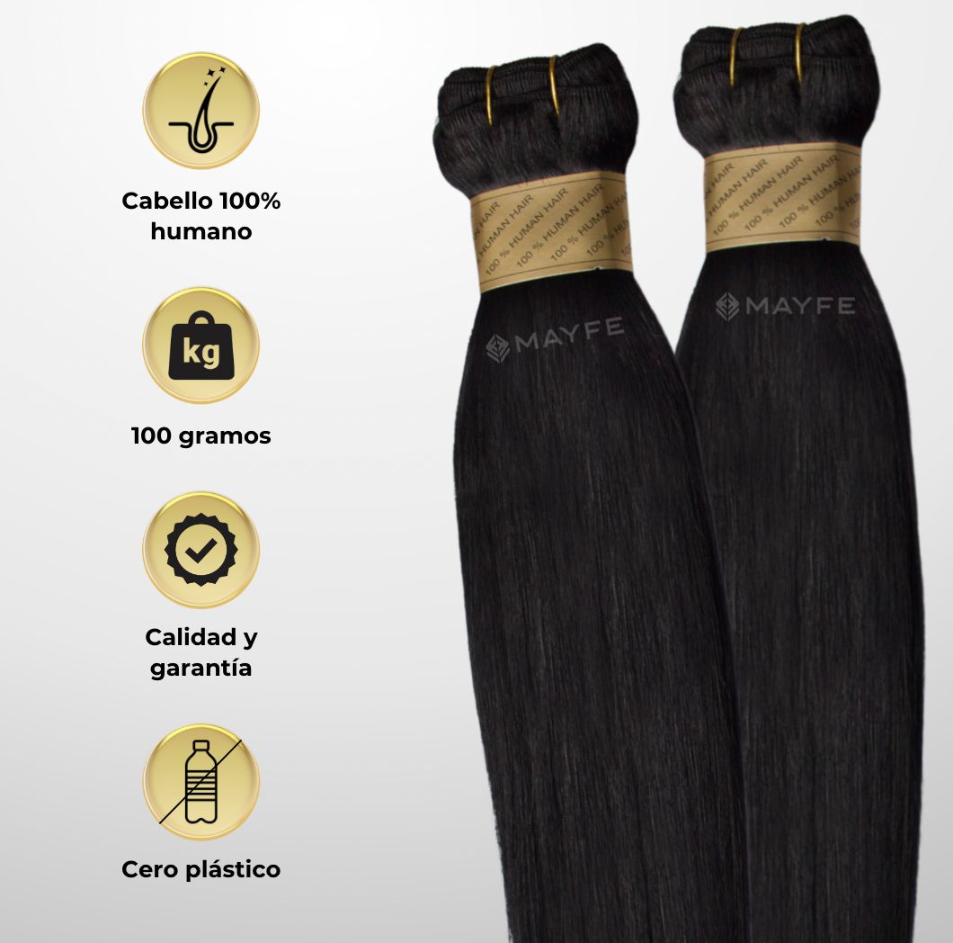 Extensión de cabello 100% natural tono #01