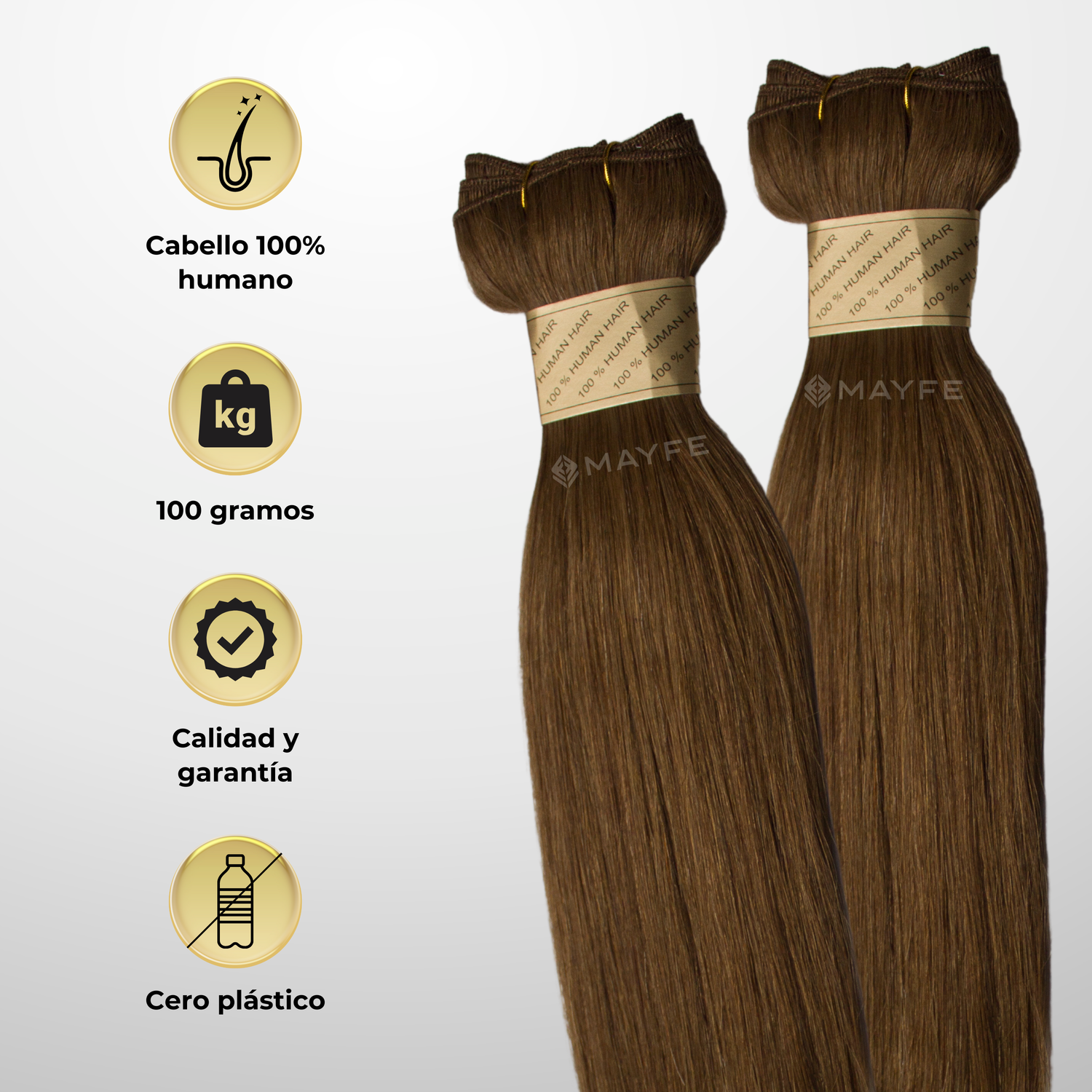 Extensión de cabello 100% natural tono 