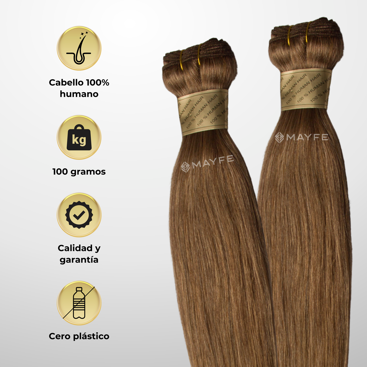 Extensión de cabello 100% natural tono 