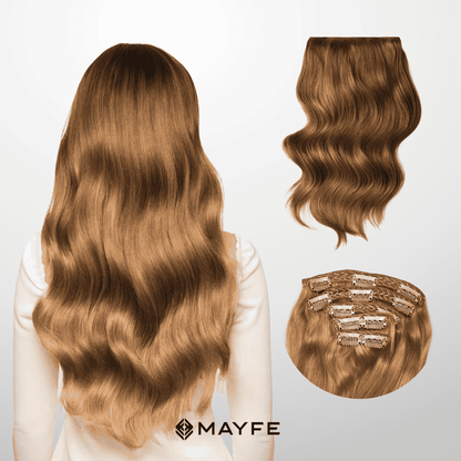 Extensiones Clip Cabello 100% Humano - Fácil Aplicación en Casa - Set 5 Cortinas 100g
