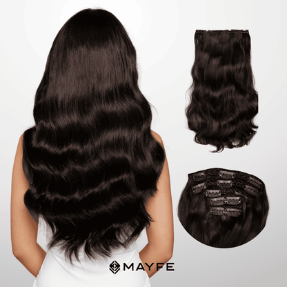 Extensiones Clip Cabello 100% Humano - Fácil Aplicación en Casa - Set 5 Cortinas 100g