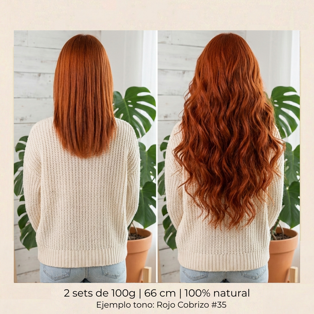 Más Volumen y abundante - Extensión Clip 100g Rojo Cobrizo 