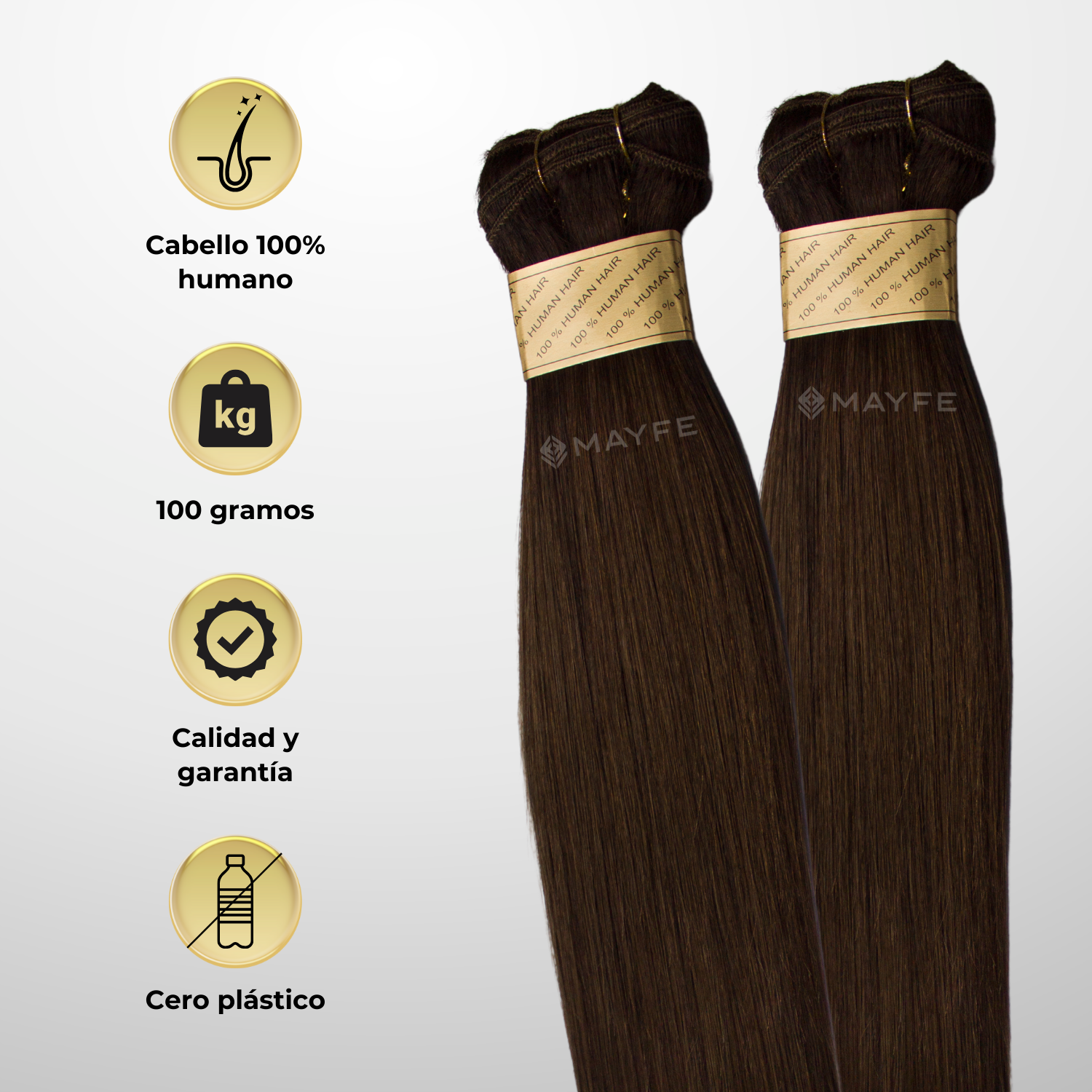 Extensión de cabello 100% natural tono 