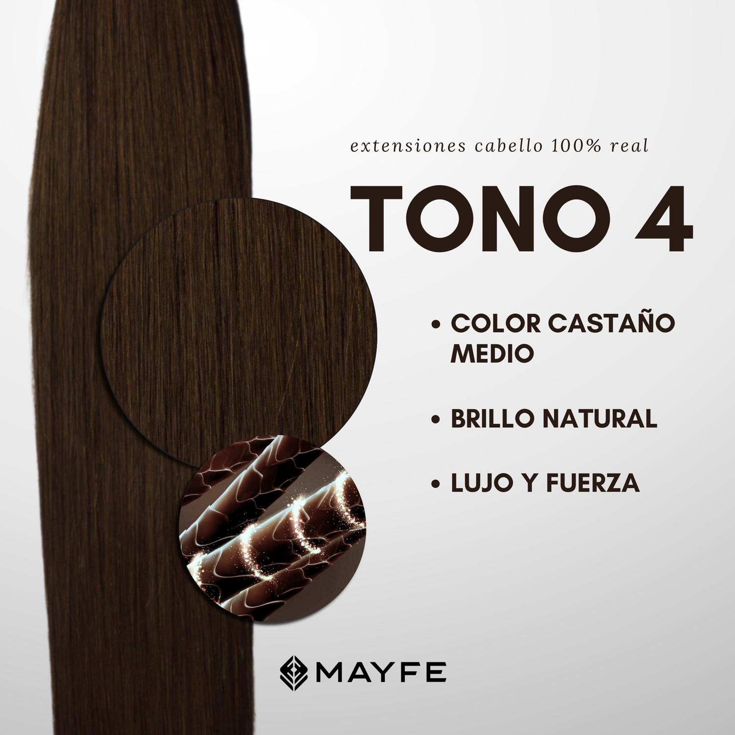 Extensión de cabello 100% natural tono 