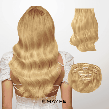 Extensiones Clip Cabello 100% Humano - Fácil Aplicación en Casa - Set 5 Cortinas 100g