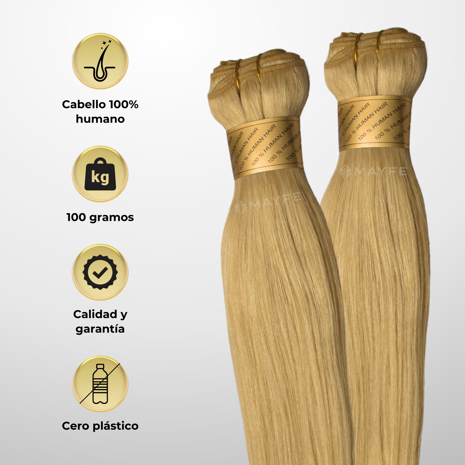 Extensión de cabello 100% natural tono 