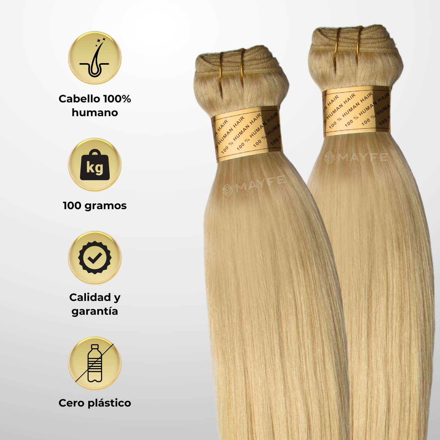 Extensión de cabello 100% natural tono 
