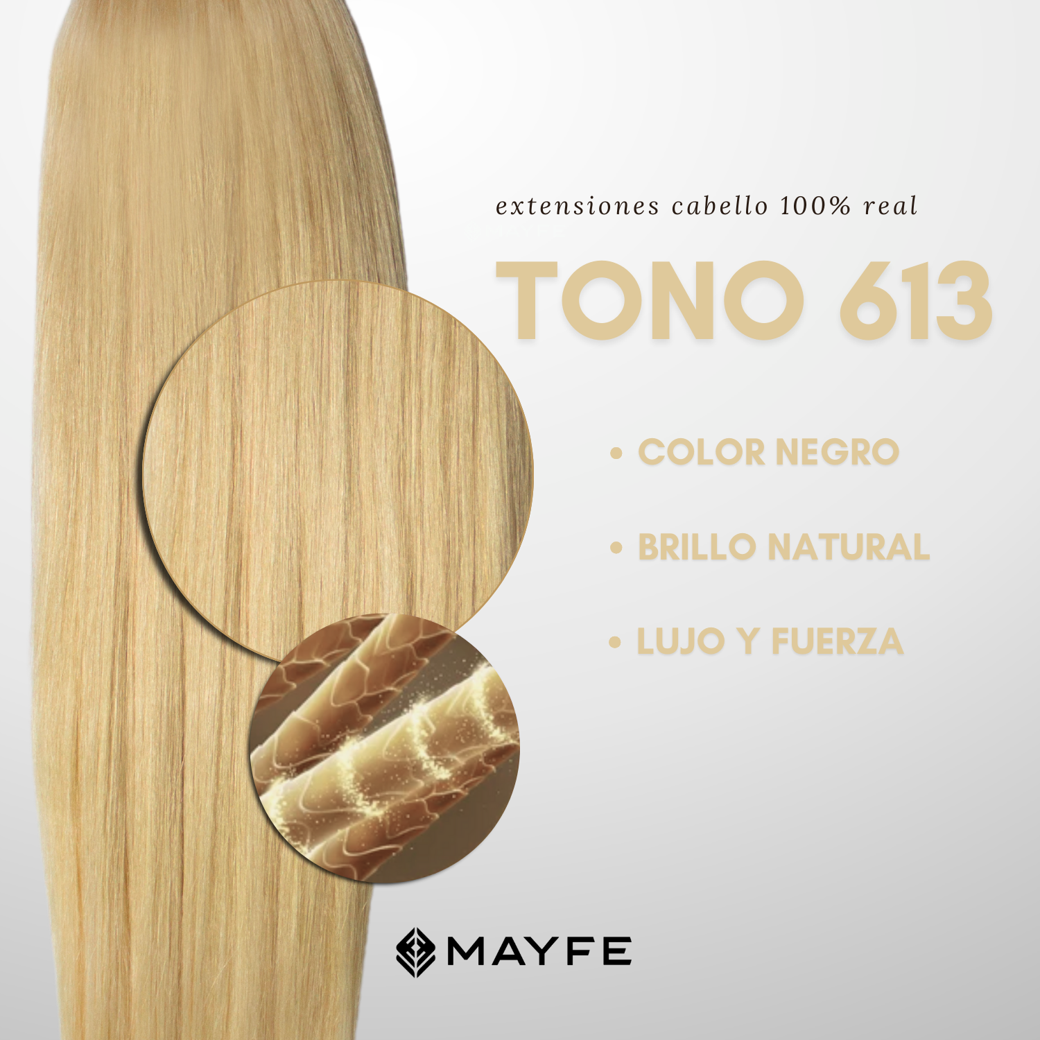 Extensión de cabello 100% natural tono 