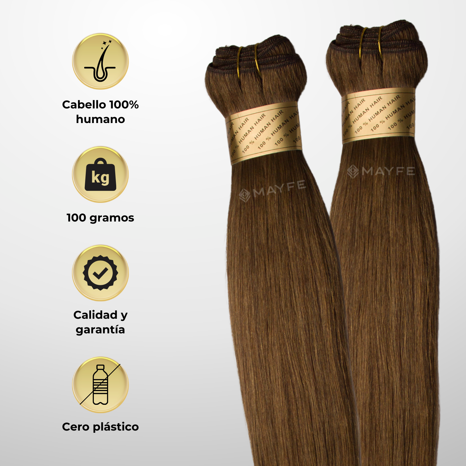 Extensión de cabello 100% natural tono 