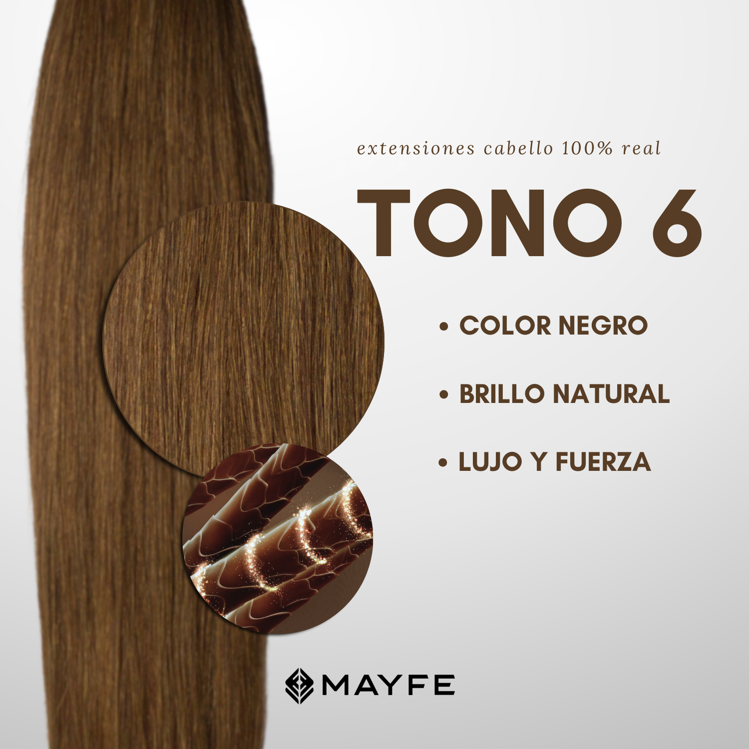 Extensión de cabello 100% natural tono 