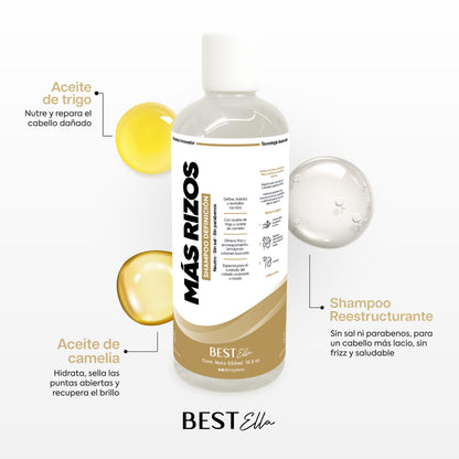 Shampoo Keratina y Almendras (Para cabello Rizado)