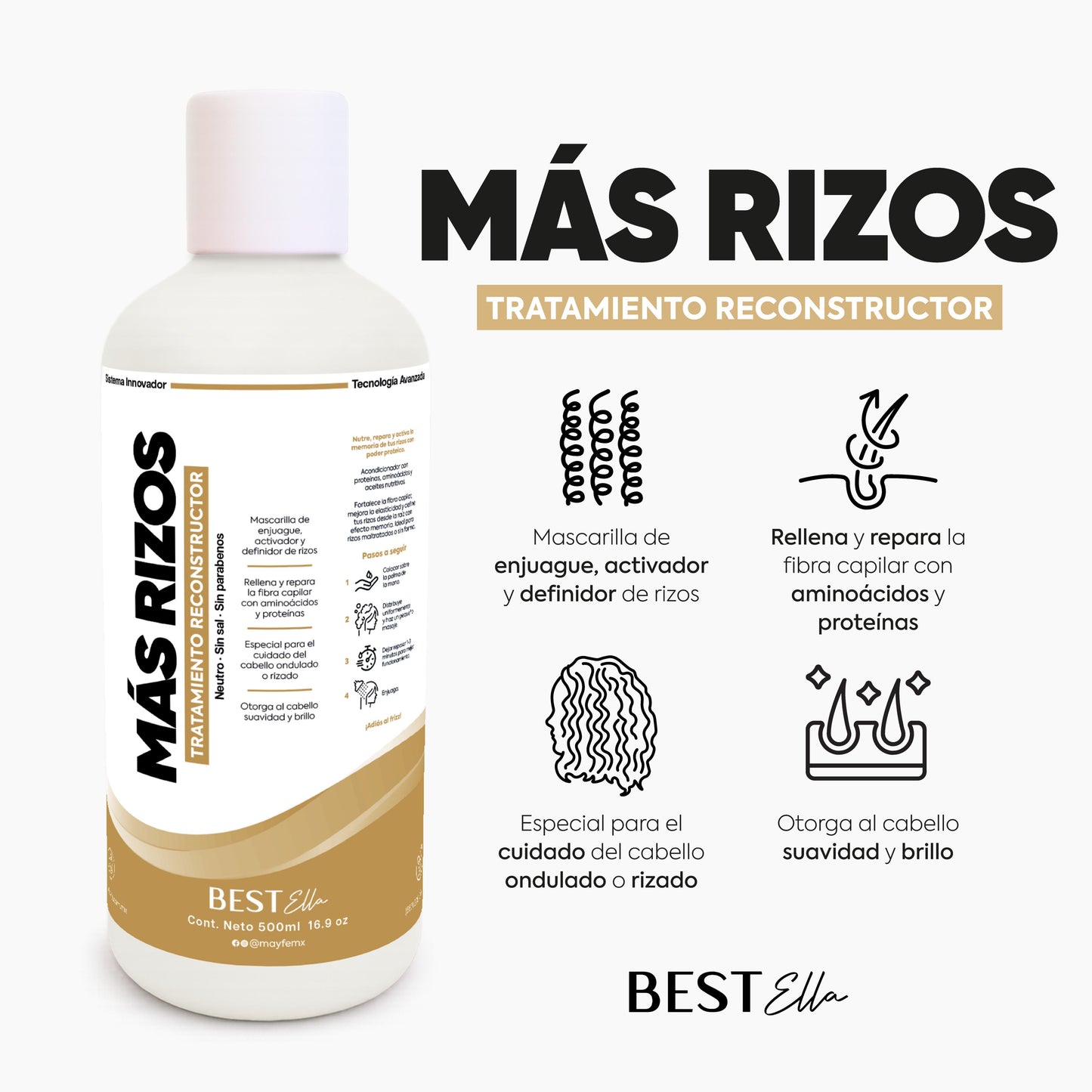 Mascarilla Keratina y Almendras (Para cabello Rizado)